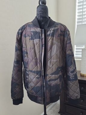 Calvin Klein Quilted Camo Bomber Jacket - Olive/Brown